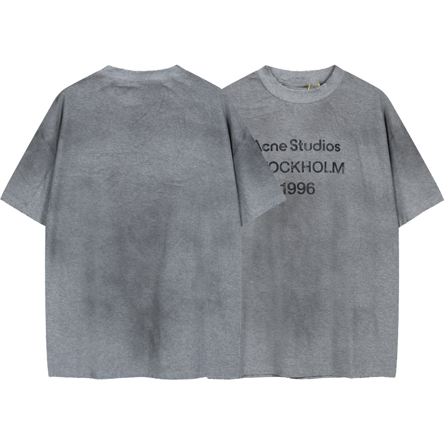 Edición correcta 2023SS nuevo hacer viejo agujero AXD impresión gradiente camiseta de manga corta camiseta superior de ambos sexos