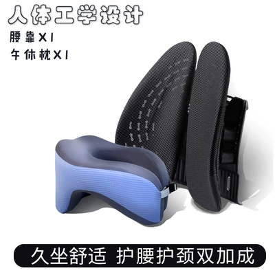 Lumbar Support for Office, Ergonomic: Waist support - r-02cb-black-waist-lunch-pillow-light-blue