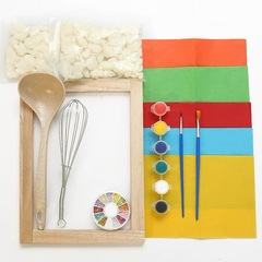 Ancient Papermaking Technique Material Set Kit for Children DIY Handmade Recycling Net Flowers and Grass Paper Pulp Picture Frame