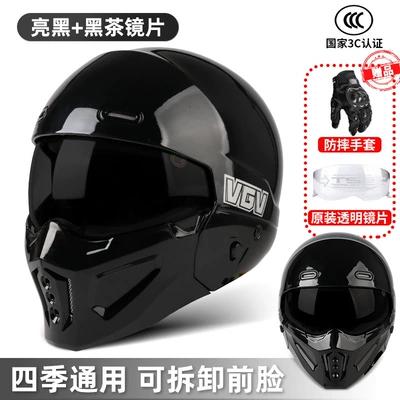 3C Motorcycle Helmet Scorpion Combination: Motosiklet dəbilqələri - s-bright-black-black-tea-lenses-free-transparent-lenses-gloves-headgear