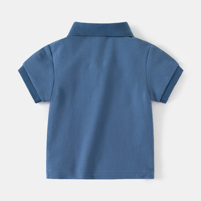 Children's embroidered polo shirt 2024 Summer baby short-sleeved shirt Boys' short-sleeved T-shirt fashion cartoon children's clothing