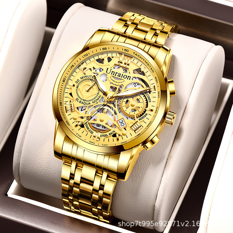 Cross-border automatic watch men's calendar luminous non-mechanical watch hollow business quartz watch waterproof wholesale New