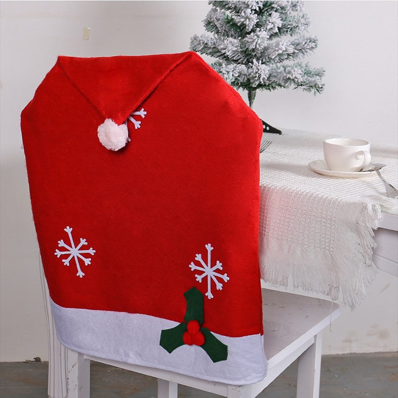 Decoraciones navideñas no tejidas cubierta de silla de nieve cubierta de mesa de comedor sombreros festivos cubierta de silla