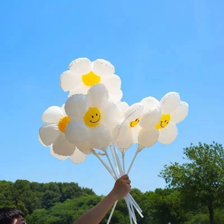 Wholesale Smiley Daisy Aluminum Film Non-Floating Balloons Birthday…