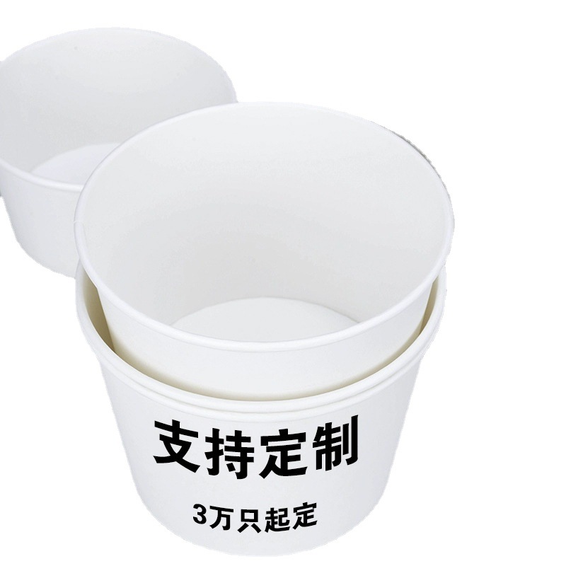 Caja de embalaje de tazón de papel de ensalada de fruta Tazón de embalaje desechable redondo de papel Kraft grueso con tapa merienda comercial para llevar