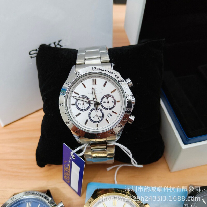 Men's 6-Hand Quartz Watch with Quick Timekeeping, Seiko Craftsmanship, Cross-Border Business Full-Function New Popular Model Men's Business Watch