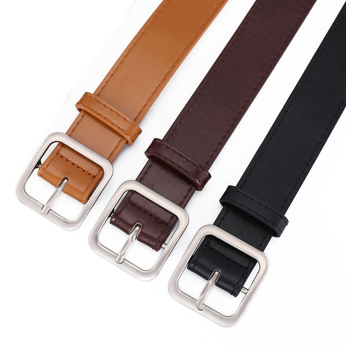 New style women's belt square buckle student retro fashion Korean version trendy decorative casual pants belt belt for women