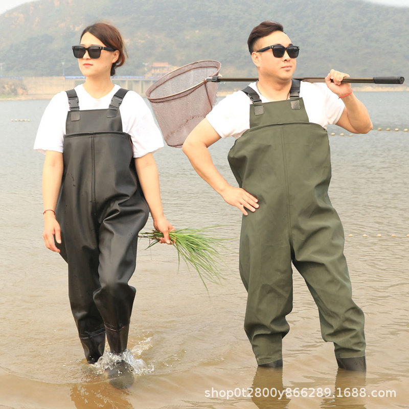One-Piece Bib Waders, Breeding Raincoat Suit, Thickeneded Waterproof Rain Boots, Rain Pants, Men's Fishing Pants, Fishing Suits, Luya