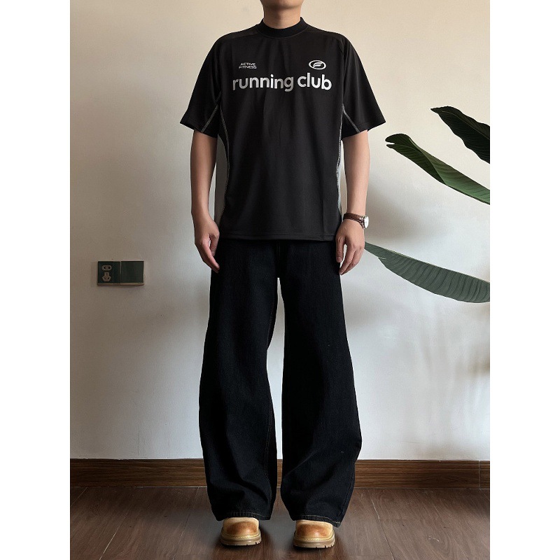 Retro Wide Leg Black Jeans Loose Fit Distressed Style mid Waist Clean Cut 2026 American Basic Washed Straight Pants_mkmklike.com