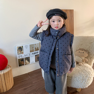 [Big Sale Style] Girls' Vest Winter Outerwear Western Style 2024 New Children's Quilted Thickened Winter Clothes Baby Girl's Back