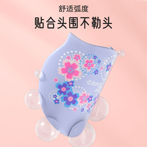 Factory direct sales silicone swimming cap for women, waterproof, non-stretching, plus size swimming cap, fashionable printing, special and comfortable for long hair