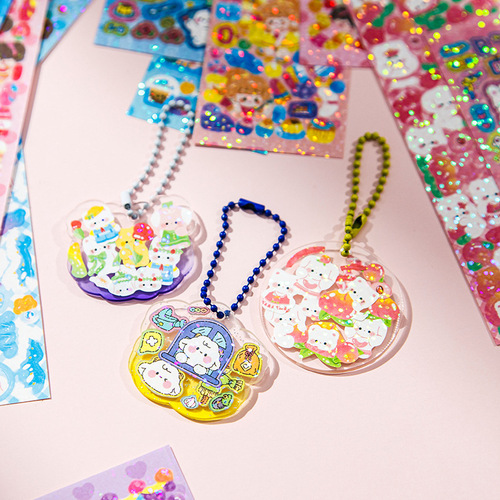 Laser goo card stickers for children, non-repeating diy handbook material decorative stickers, Korean girl heart ins stickers wholesale