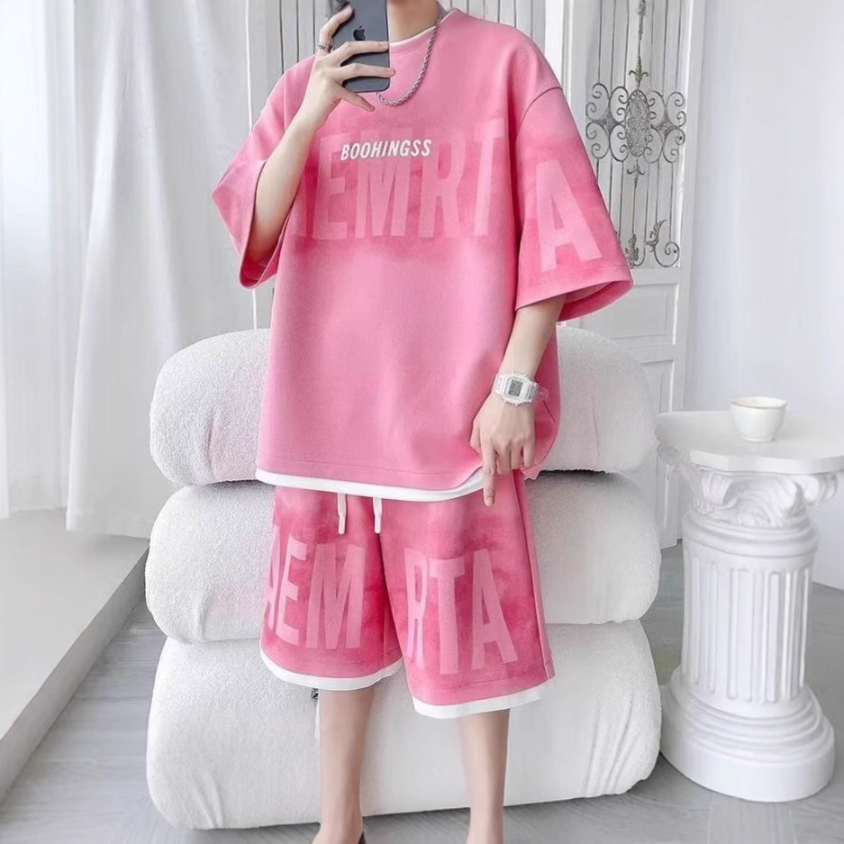 Trendy New Arrival suit Artistic Simple Shorts T-Shirt Japanese Harajuku high quality Summer Lazy Fashion Artistic Ins