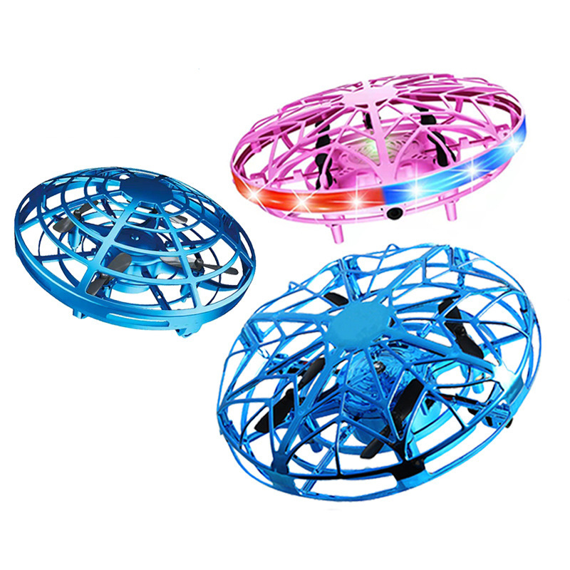 Cross-border UFO induction flying vehicle gesture four-axis intelligent suspension flying saucer luminous fingertip gyro toy gyrotron ball