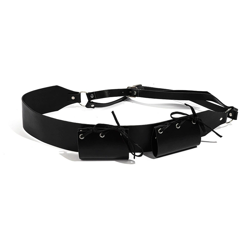 Черный пояс, длинная юбка из полиуретана, трендовый аксессуар