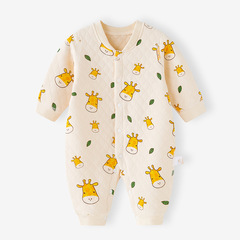 嬰兒連體衣春秋裝保暖冬季夾棉秋季新生兒衣服早秋寶寶加厚套裝