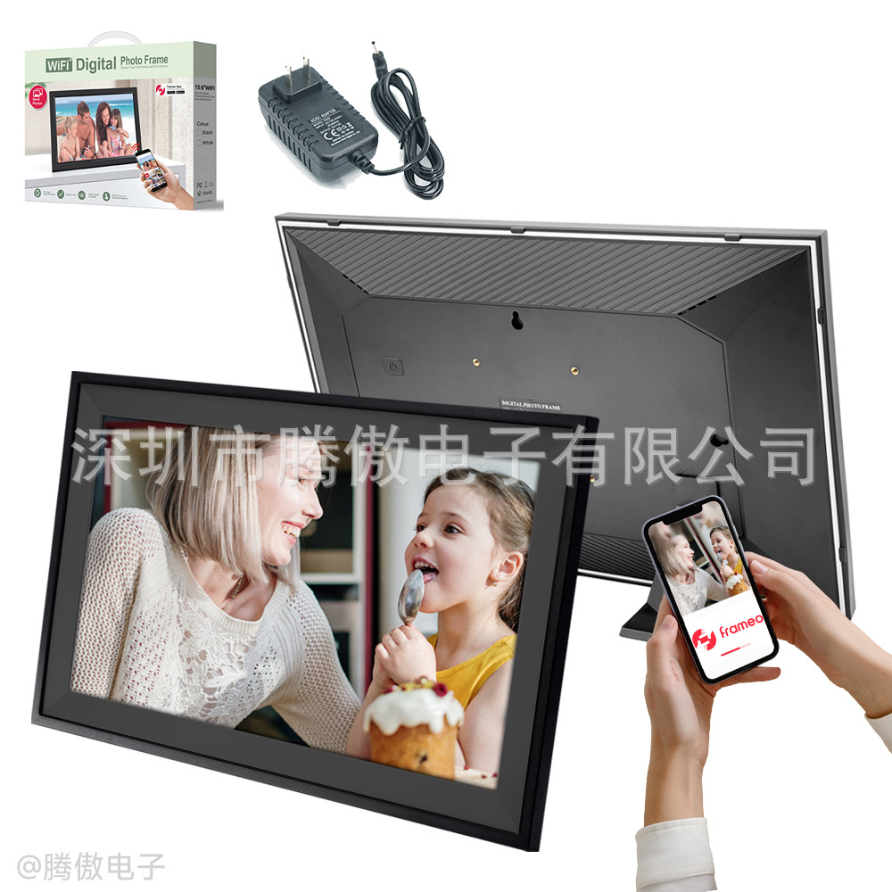 Marco de fotos digital WiFi 10 pulgadas transfronterizo Venta caliente Frameo marco de fotos electrónico 15,6 pulgadas HD BOE pantalla de publicidad
