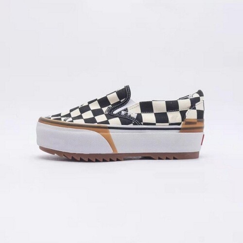 Thick-Soled Plaid Sneakers for Women, Black and White Checkerboard Slip-On Canvas Shoes, Men's Dad Shoes, Low-Top Casual Shoes Thick-Soled Plaid Sneakers for Women, Black and White Checkerboard Slip-On Canvas Shoes, Men's Dad Shoes, Low-Top Casual Shoes