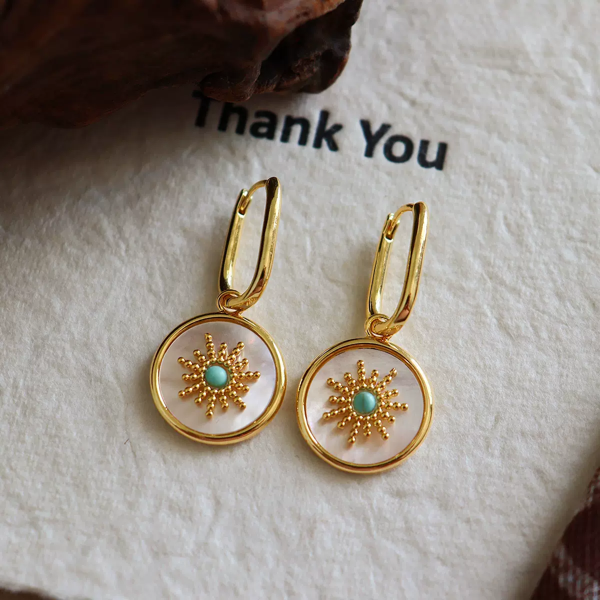 时尚复古精致贝壳天然石耳环轻奢高级感一款多戴耳饰女设计感小众