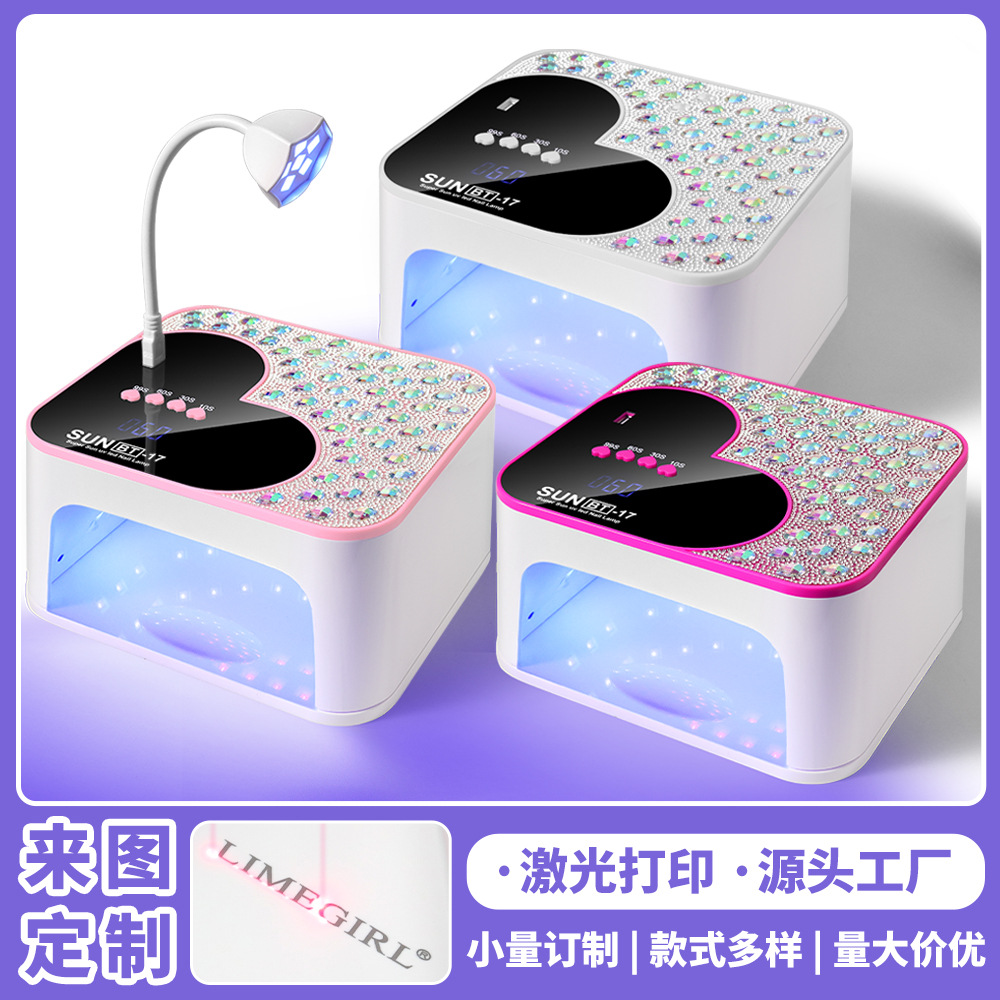 Diseño de amor de diamante enchufable usb lámpara de uñas multifuncional gran espacio LED máquina de fototerapia UV secador de uñas