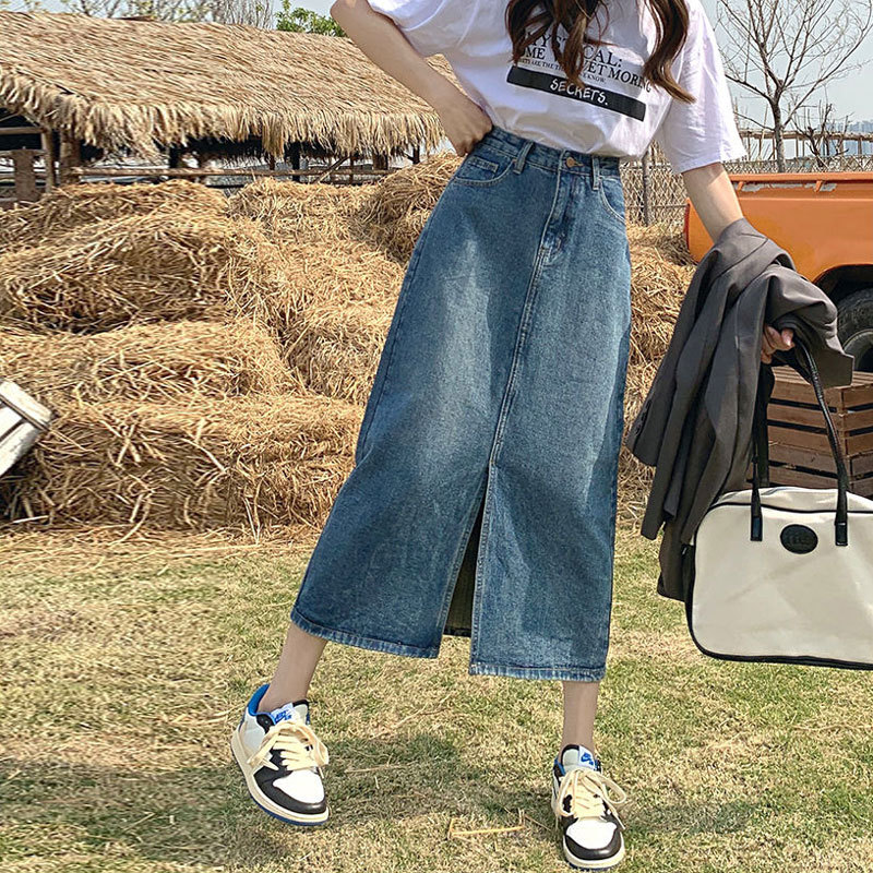 Thin denim skirt