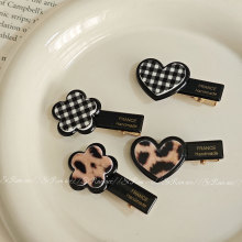 小花爱心豹纹格纹鸭嘴夹可爱小巧一字夹刘海侧边发夹发饰优雅新款