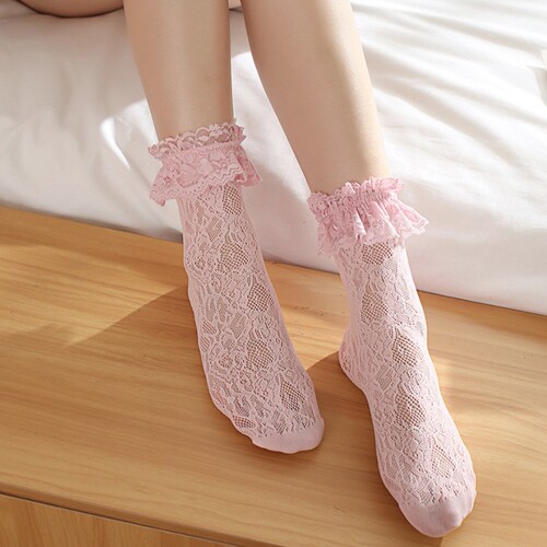 Japanese jk pile socks cute lolita socks lace socks lolita socks hollow forest mid-tube lace socks for women