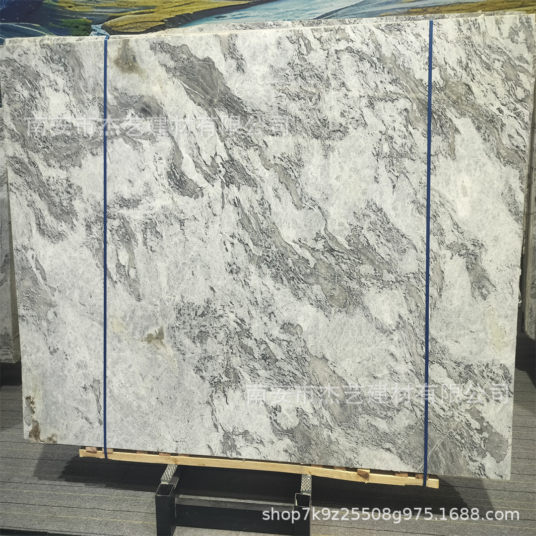 梅里雪山款天然石英石 灰白奢石 餐桌台面背景墙玄关装饰石材定制