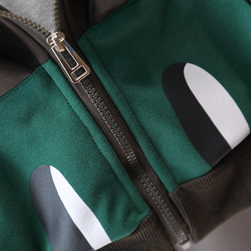 6354 Traje de otoño para niños 2025 Otoño Nuevo estilo Chaqueta de suéter con capucha para niños Traje de dos piezas de primavera y otoño para niños