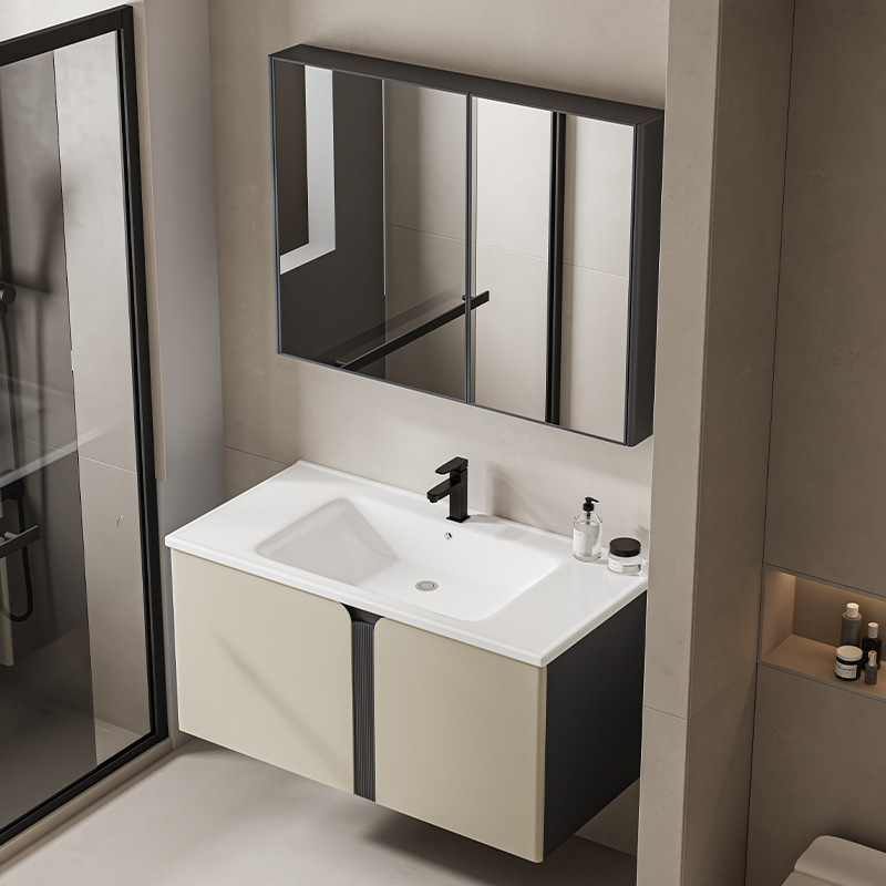 armario de baño de abeja de aluminio de acero inoxidable tipo pared de pared de pared de acero inoxidable espacio cerámico integral lavabo de baño a prueba de agua