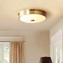 欧美居美式灯纯铜简约LED创意圆阳台走廊过道房间卧室全铜吸顶灯