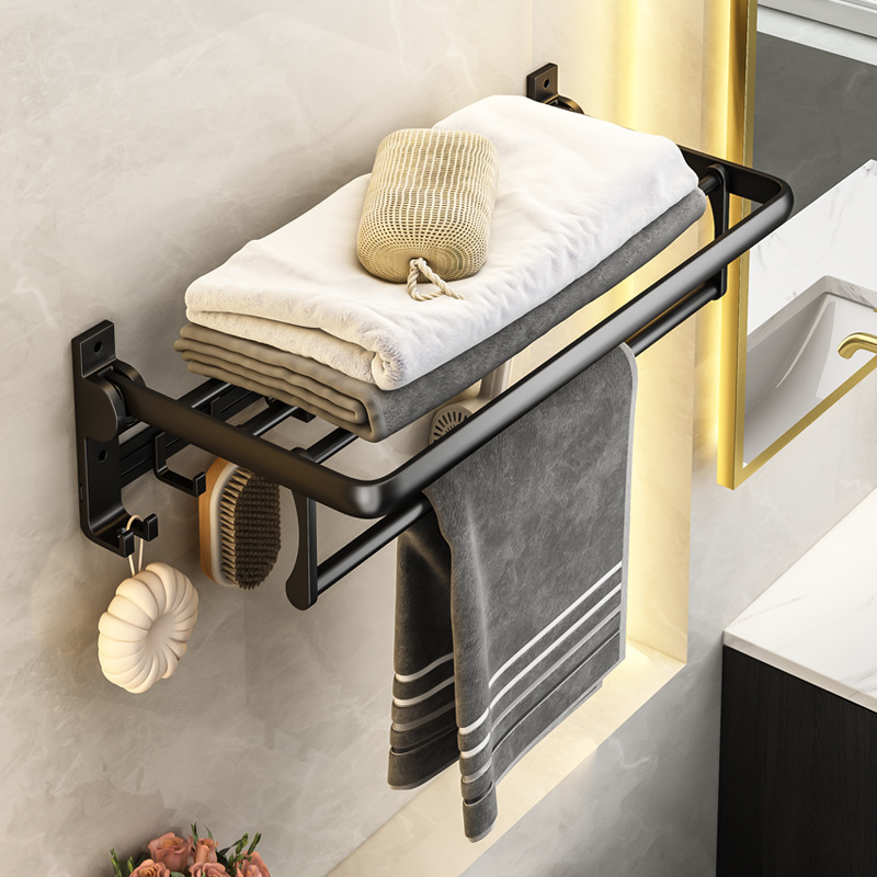 Black Towel Rack Toilet Non-perforated Bathroom Pendant Set Wall-mounted Toilet Bathroom Shelf Bath Towel Rack Black Towel Rack Toilet Non-perforated Bathroom Pendant Set Wall-mounted Toilet Bathroom Shelf Bath Towel Rack