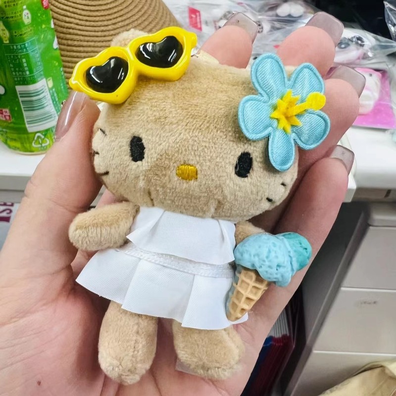 黑皮雪糕白裙甜美女生hellokitty书包挂件公仔包包玩偶毛绒小饰品|undefined