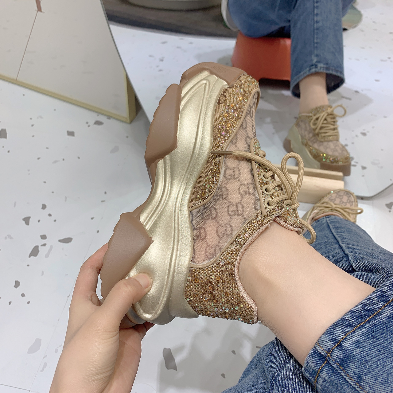Hong Kong Style Korean Style Fried Street Dad Shoes, Thick Soles, Raised little children's shoes, 2023 spring new European sports trendy shoes_voghion.com