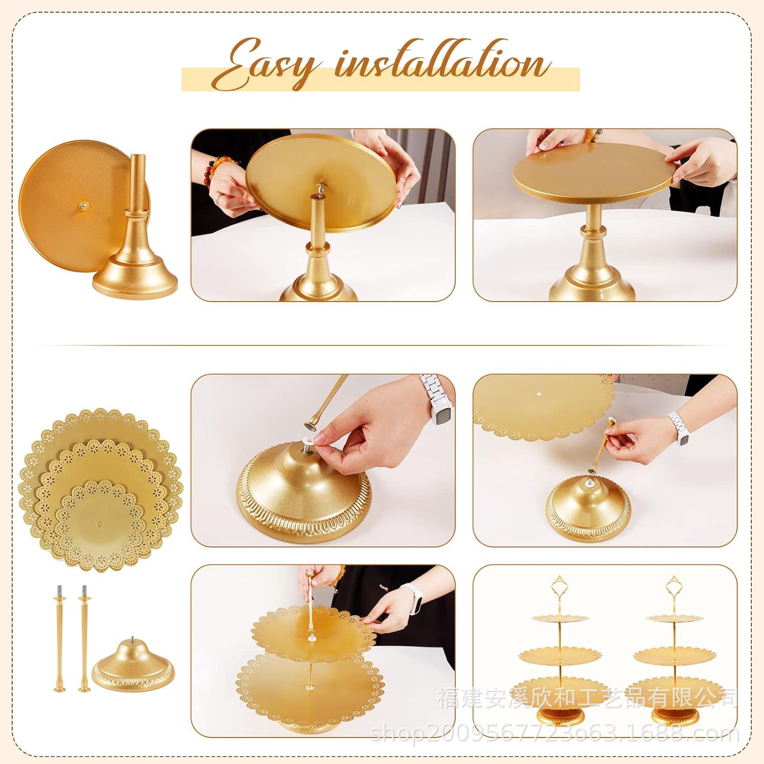 Amazon al por mayor hierro forjado pastel platos postres aperitivos altos pies dorados props de boda postres de gala estante de exhibición