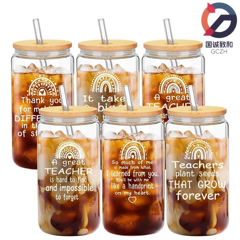 高硼硅玻璃带盖吸管杯16oz大容量梅森吸管杯耐高温可乐咖啡奶茶杯|undefined