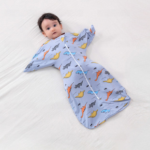 New Printed Pure Cotton Newborn Baby's Swaddling Breathable Skin-Friendly Baby Bag Leg Jumpsuit Anti-Scare Pajamas