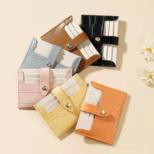 Minimalist thin large-capacity small card holder multi-functional card slots for women, exquisite PU leather card case.