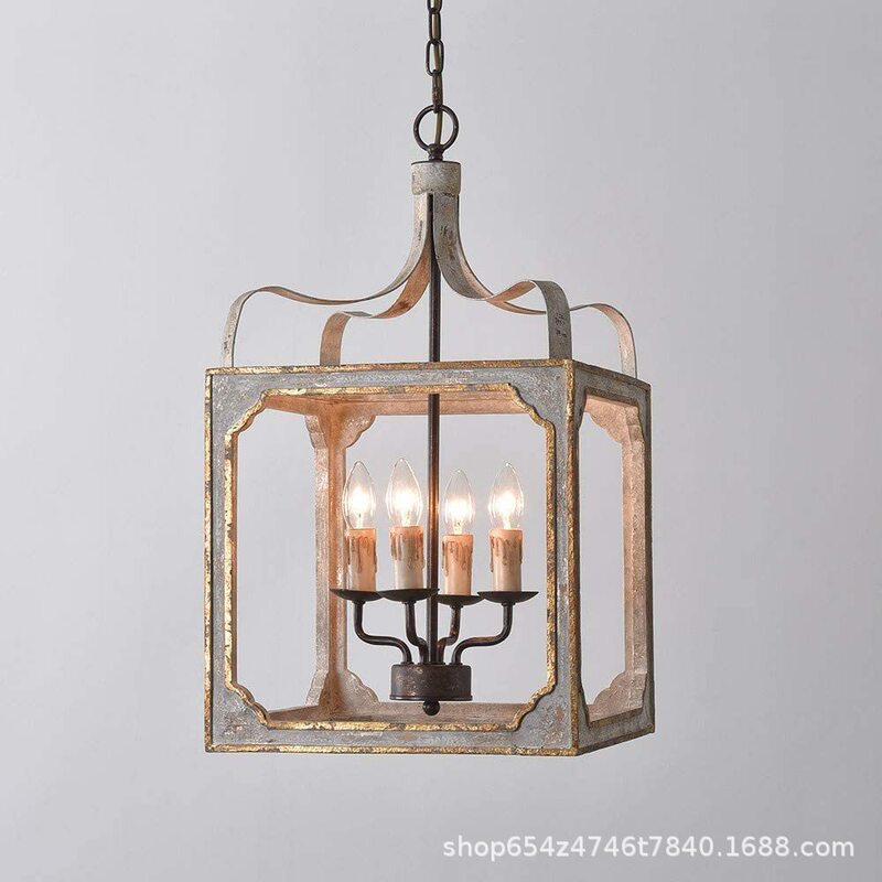 Cross-Border Wayfair Amazon Retro Creative Iron Multi-Faceted Chandelier Kitchen Restaurant Bedroom Aisle Lighting