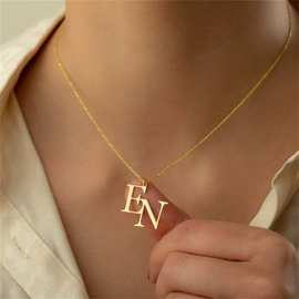 跨境不锈钢项链定制个性化名字英文字母吊坠外贸饰品