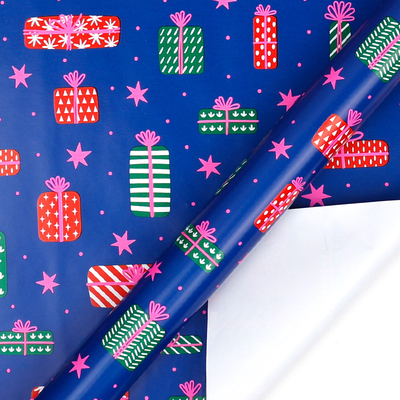 Transfronterizo para gran tamaño de papel de embalaje de regalos de Navidad fluorescente dibujos animados lindos papel de embalaje de regalos de arco