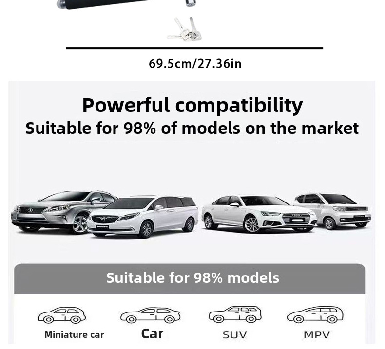 Car Steering Wheel Lock, Anti-Theft Lock, Small Car Front Lock, Safety Self-Defense Retractable Handlebar Lock, Anti-Theft Device