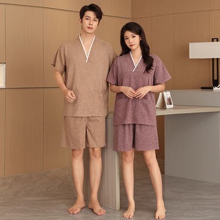 High-end Sweat Clothes Men's Cotton and Linen Sauna Clothes Fertilizer plus size Bath Center Massage Foot Therapy Couple Women's Bathrobe