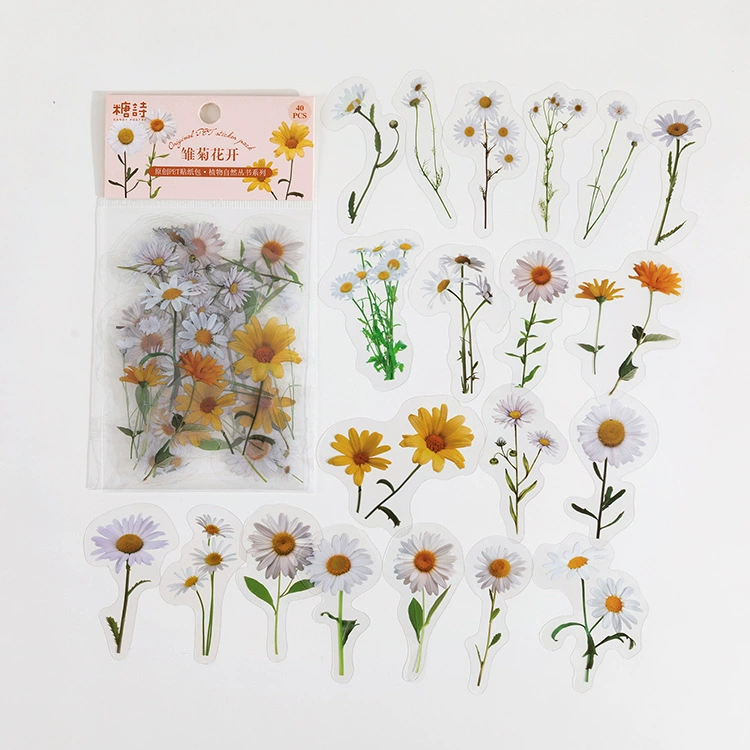 Наклейки (Tangsi) Plant Nature Series PET, набор Retro DIY для декора — 8 дизайнов
