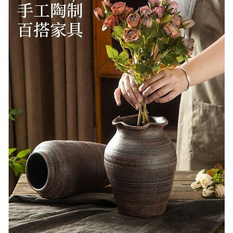 Rustic Vintage Handmade Vase, Chinese Style Simple Design, for Artificial Flowers, Dried Flowers, Green Plants, Succulents, Home Decor, Living Room Ornament Rustic Vintage Handmade Vase, Chinese Style Simple Design, for Artificial Flowers, Dried Flowers, Green Plants, Succulents, Home Decor, Living Room Ornament