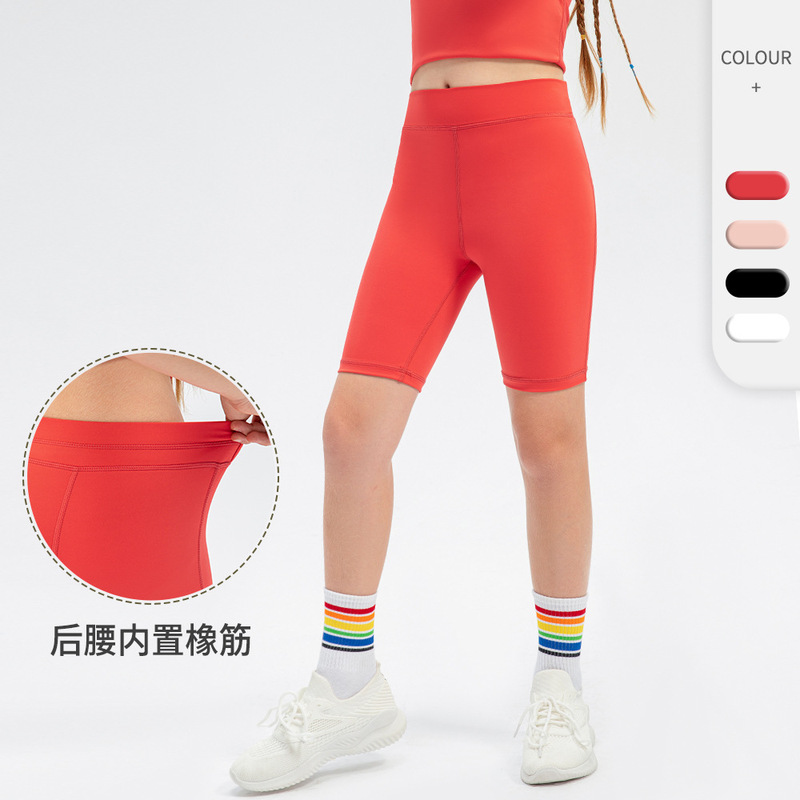 Girls' summer running fifth pants tight dance training pants breathable quick-drying high elastic yoga shorts children 23403 Girls' summer running fifth pants tight dance training pants breathable quick-drying high elastic yoga shorts children 23403