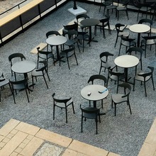 户外碳钢休闲室外网红阳台小圆桌椅子组合洽谈咖啡奶茶店外摆桌椅