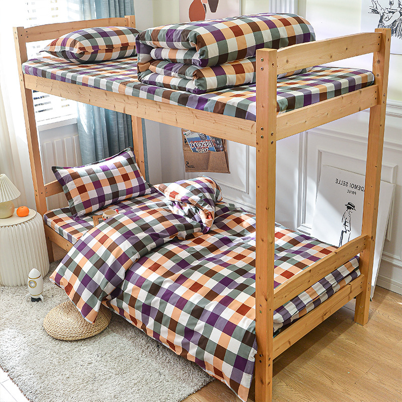 Juego de sábanas y funda nórdica de tres piezas, sábana ajustable de clase A, cama individual de dormitorio de algodón puro, ropa de cama escolar, ropa de cama para estudiantes