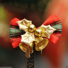 赤いクリスマスちょう結びクリスマス装飾ミニちょう結び鈴花輪diyクリスマスツリーアクセサリー用品