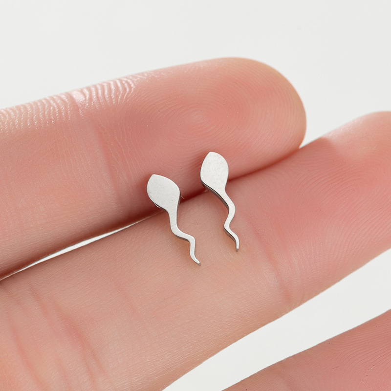 Fashion Tadpole Titanium Steel Ear Studs Plating No Inlaid Stainless Steel Earrings